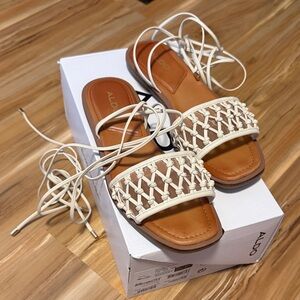 ALDO Women's Tan and Cream Strappy Sandals